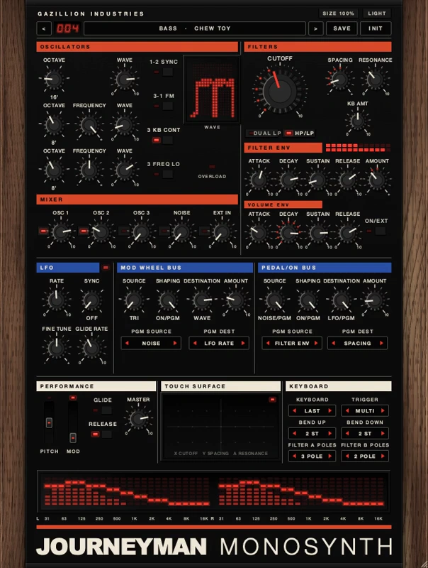 JOURNEYMAN monosynth panel.