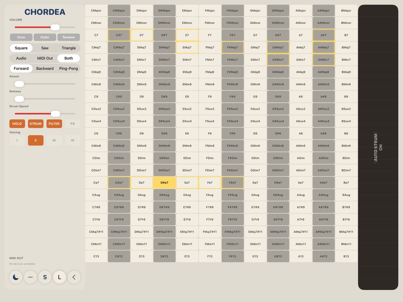 CHORDEA chord-grid view.