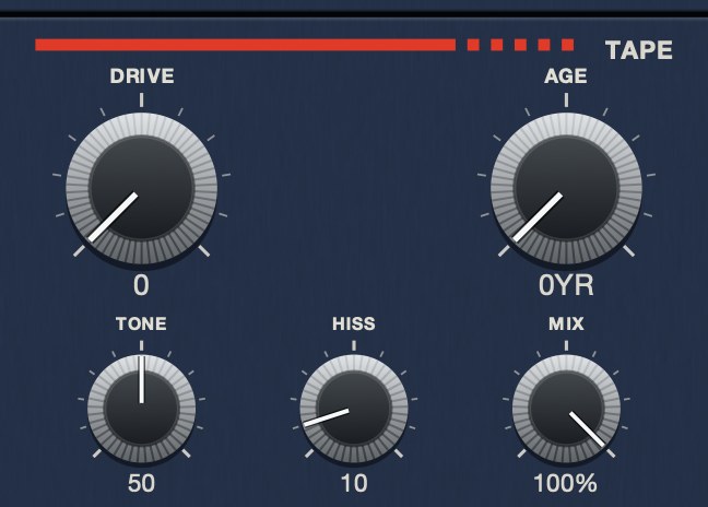 The TAPE section with DRIVE at 0.